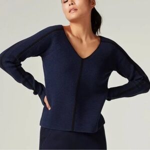 Blanc Noir Portola V-Neck Ribbed Cashmere Blend Long Sleeve Sweater Size XS